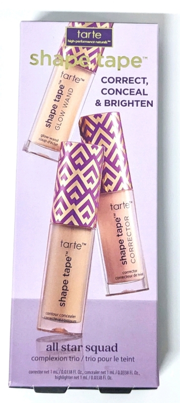 New TARTE Shape Tape : All Star Squad Complexion Trio (29N Light-Med, Peach & Alight) | 1ml ea