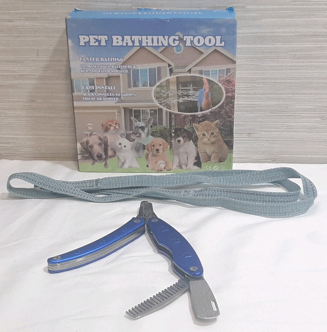 New Pet Products: a Pet Bathing Tool (Hand Strap Hose and Brush), 5ft Pet Leash & A 3-in-1 Dog Nail Clipper, Brush And Nail File