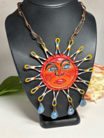 Vintage Amazing Statement 5 Inch Approx Sun Necklace