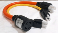 New 4 Prong Generator Plug & Three Prong Double Male Extension Cord