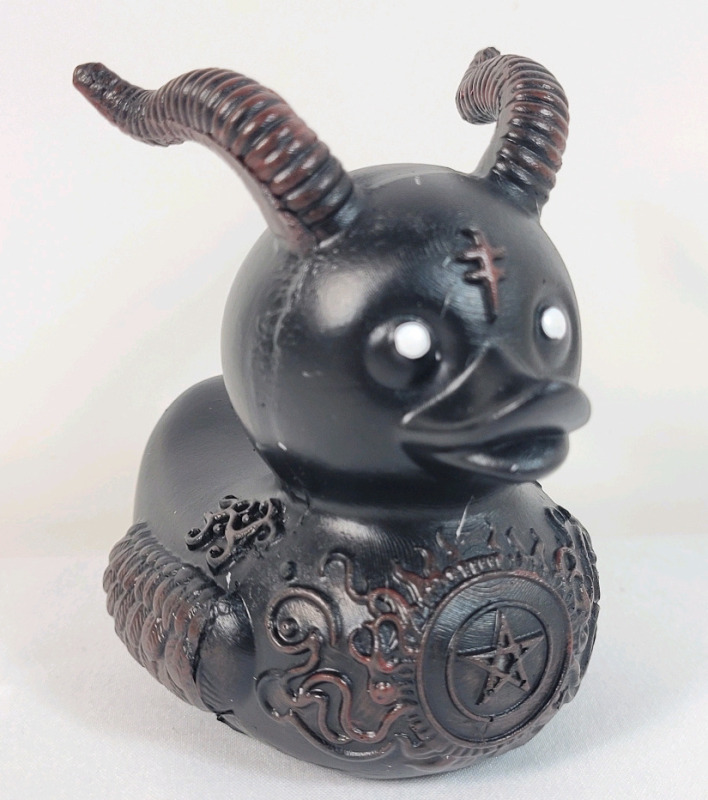 Duckieville Goth Satanic Resin Duck . Measures 3"×3"