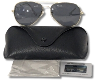 New Polarised Aviator Sunglasses with Gold Wire-Style Arms & Soft Case