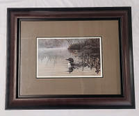 Canadian Artist Neil Blackwell " Loon on Lake " Signed & Framed Print . Measures 30 1/4"&times; 24 1/4"