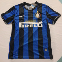 New Men's Medium Inter Milan 2009-10 Retro Euro Cup Final Soccer Jersey .