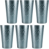 New - Arora 6-Pack Aluminum Metal Cups for Drinks, Metal Anodized Hammered Gray Tumblers , 15oz. Cups . Sealed Box