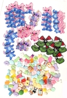40 New Stitch, Angel, Grinch Acrylic Tags/Pendants & 50+ New Small Plastic Treats & Toys | Up to 2" Long