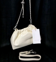 New ILoveYou Shop Leather Cloud Shoulder Bag with Linked Metal Drawstring Strap & Purely Leather Handbag Strap | 8" x 3.5" x 5" with up to 48" Long Strap