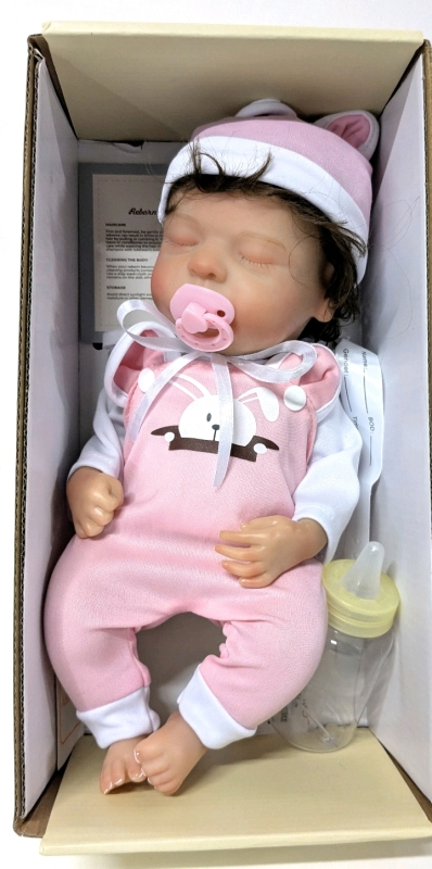 New Realistic Reborn Baby Girl Doll with Eyelashes, Bunny Outfit & Magnetic Soother | 10.5" Long