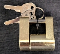 New: Brass Trailer Coupler Lock With 2 Keys - 4.5cm Across x 4.5cm Tall