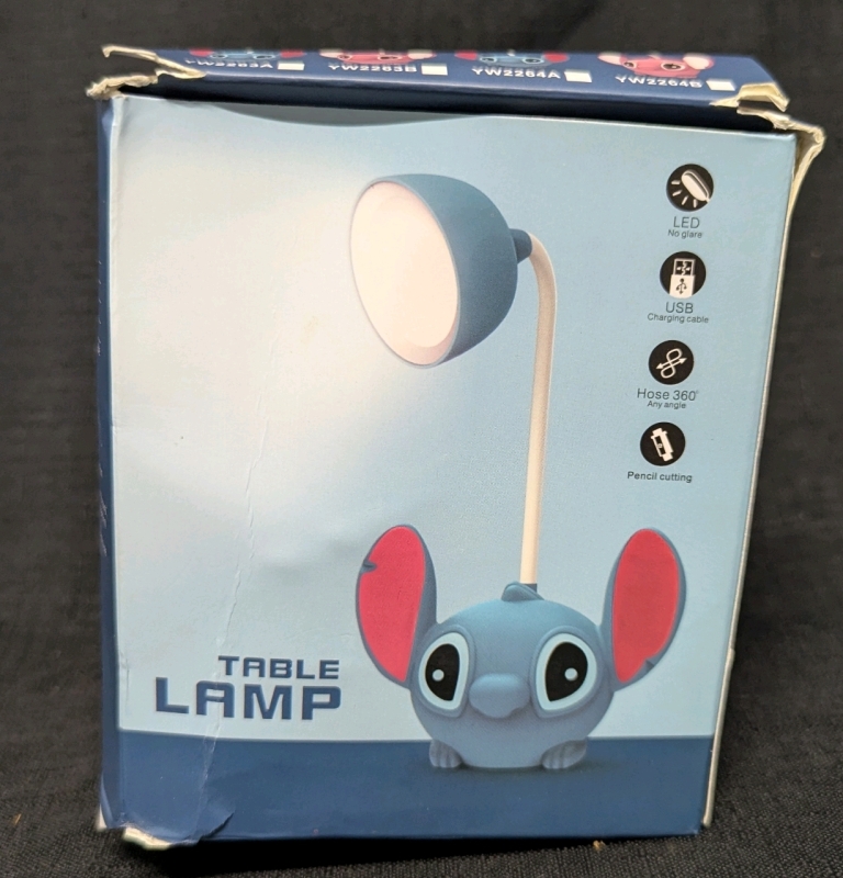 New Lilo & Stitch Themed LED Table Lamp - USB Powered, Cable Included, 360&deg; Degree Angle Light and Pencil Sharpening in The Back - Packaging Measures at 5" Tall, 4" Wide