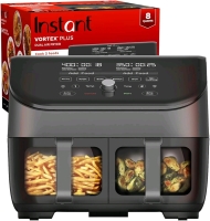 New. Instant Vortex Plus XL 8-quart Dual Basket Air Fryer Oven, From the Makers of Instant Pot, 2 Independent Frying Baskets, ClearCook Windows, Dishwasher-Safe Baskets, App with over 100 Recipes. Retails for $170.