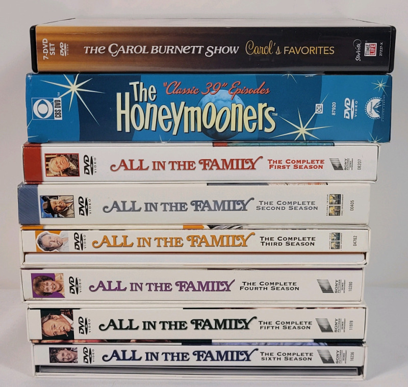 All in the Family DVD Seasons 1-6 , The Carol Burnett Show " Carol's Favorites " DVD & The Honeymooners " Classic 39 " Episodes DVD .