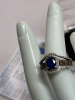 Blue Sapphire Oval Cut White Zircon 925 Sterling Silver Ring Size 7 Jewellery Apraisal Certificate - 5