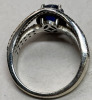 Blue Sapphire Oval Cut White Zircon 925 Sterling Silver Ring Size 7 Jewellery Apraisal Certificate - 6