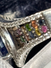 Blue Sapphire Oval Cut White Zircon 925 Sterling Silver Ring Size 7 Jewellery Apraisal Certificate - 7