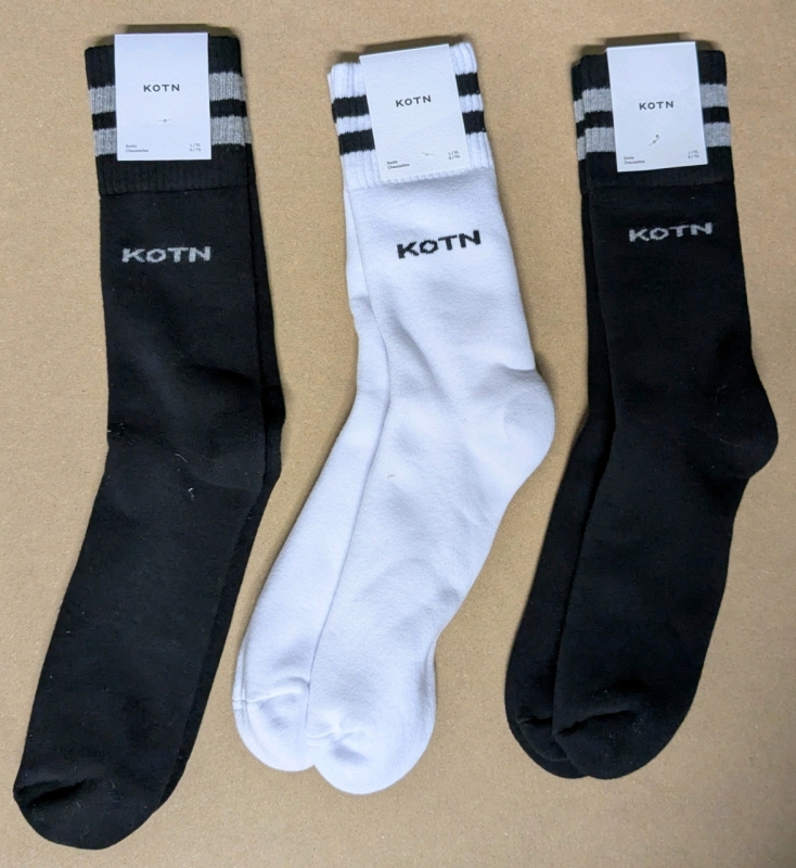 3 New Pairs Size Lg/XL | KOTN Egyptian Cotton Crew Socks