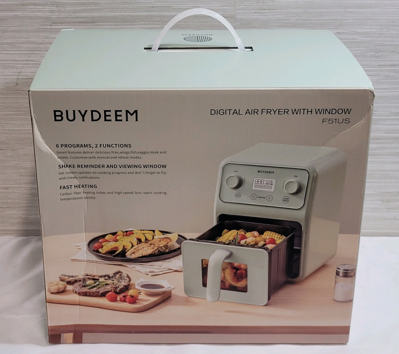 New - Buydeem 8-in-1 Multi-Functional Digital Air Fryer w/Window , 4qt. (4L) . Model #F51US . Retail $160