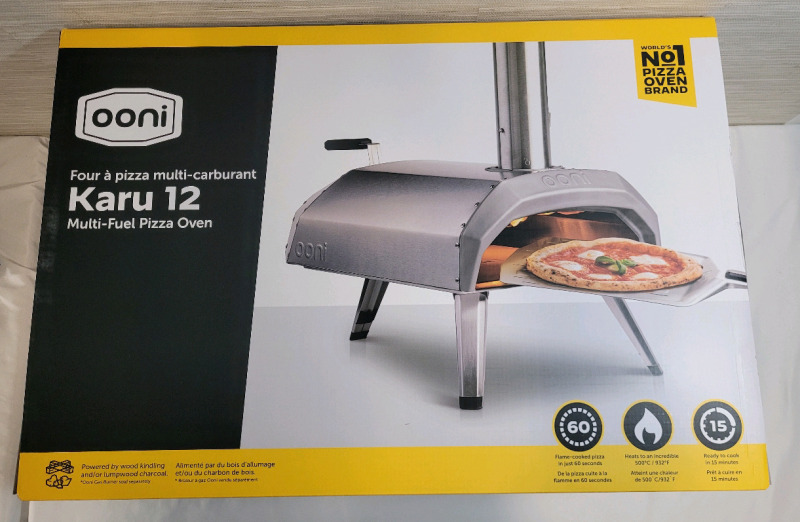 New - OONI Karu 12 Multi-Fuel Outdoor Pizza Oven , Portable Wood Fired or Gas Pizza Oven &ndash; Outdoor Cooking Pizza Maker - Pizza Oven For Authentic Stone Baked Pizzas - Countertop Pizza Oven . Retail $350