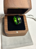 New Green Tungsten Black Ring Stamped Tungsten Carbide Size 7
