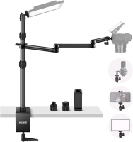 New NEEWER Upgraded Overhead Camera Rig with Trifold Camera Boom Arm (Max Load 2lb), 47"/1.2m Telescopic Desk Mount Stand (Max Load 8.8lb) with Phone Clamp Ball Head for LED Light, Webcam Mic, TL253A+MH022 | Retails for $79!