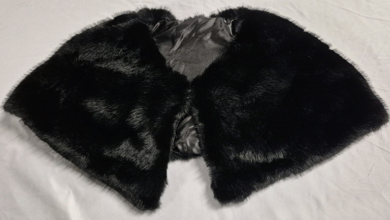 New Black Faux Fur Stole