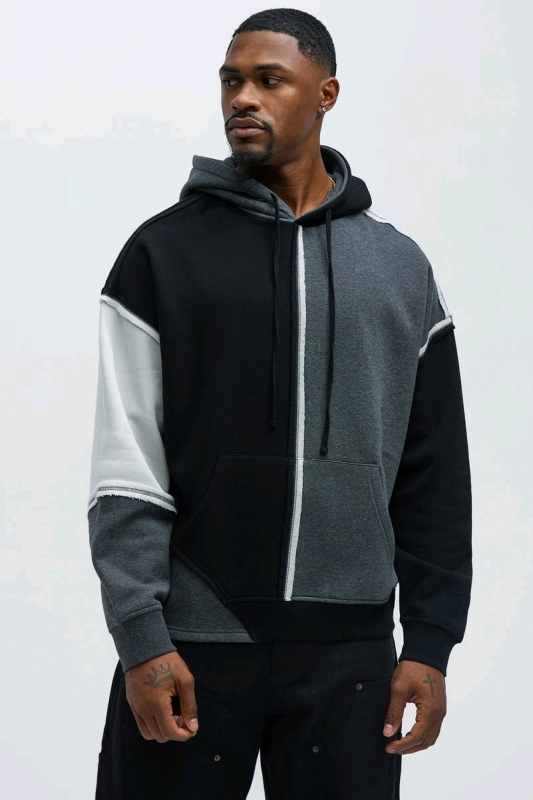 New Size Large | NOVA MEN Tyson Destroyed Oversized Hoodie &bull; Black/Combo | Retails for $59!
