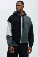 New Size Large | NOVA MEN Tyson Destroyed Oversized Hoodie &bull; Black/Combo | Retails for $59!