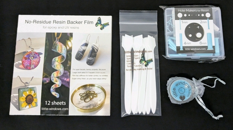 New Little-Windows No-Residue Resin Backer Film (12 Sheets), Level, Spatulas & Hole Makers (1mm, 2mm, 4mm, 8mm)