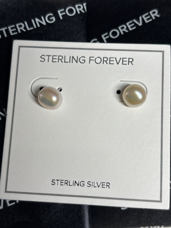 New 925 Sterling Silver Baroque Pearl Stud Earrings