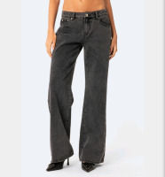 New Size: Extra Small | Edikted Womens Raelynn Washed Low Rise Jeans Color: Black Washed | * Retails For $60 *