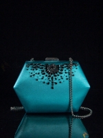 New Elegant Hexagonal Rhinestone-Adorned Evening Clutch Bag for Women Retails for $56 - 8.25" Long and 6" tall