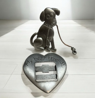 Two Vintage JJ Jonette Brooches My Best Friend Adorable Dog Holding Its Own Leash
