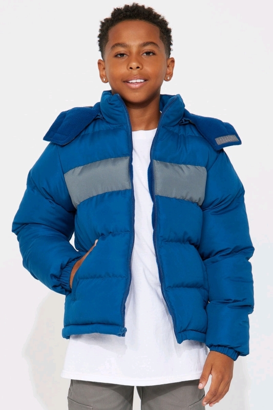 New Kids Size 16 Mini Ready For The Colder Weather Puffer Jacket - Navy/combo Retails for $51