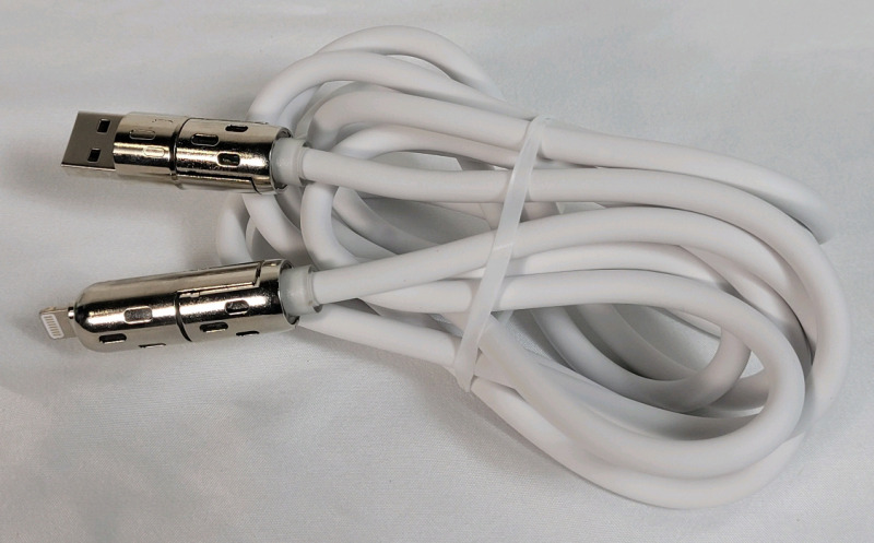 New - 4-in-1 Fast Charging USB/USB-C to USB-C/Lighting Charging Cable . Measures 6ft. Long . Compatible with Android & Apple Smartphones