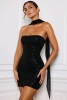 New Size 6 | OH POLLY Caira<br/>Embellished Scarf-Detail Mini Dress in Black | Retails for $172 USD ($247 CAD!)