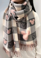 New Super Soft Knit Mickey Mouse / Mouse Head Styled Tasseled Scarf | 25.5" x 68"