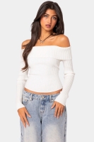 New Womens XS Edikted Lauren Knit Fold Over Top.