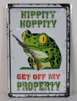 New - Hippity Hoppity Get Off My Property 8"&times;12" Metal Garden Art Sign