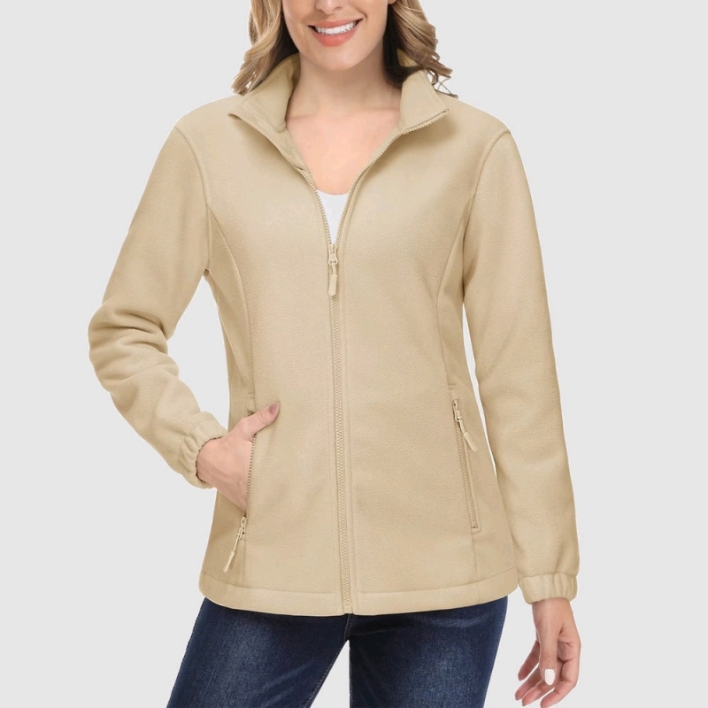 New Size Small Women's Fleece Jacket Soft Full Zip Warm Long Sleeve with 2 Zipper Pockets