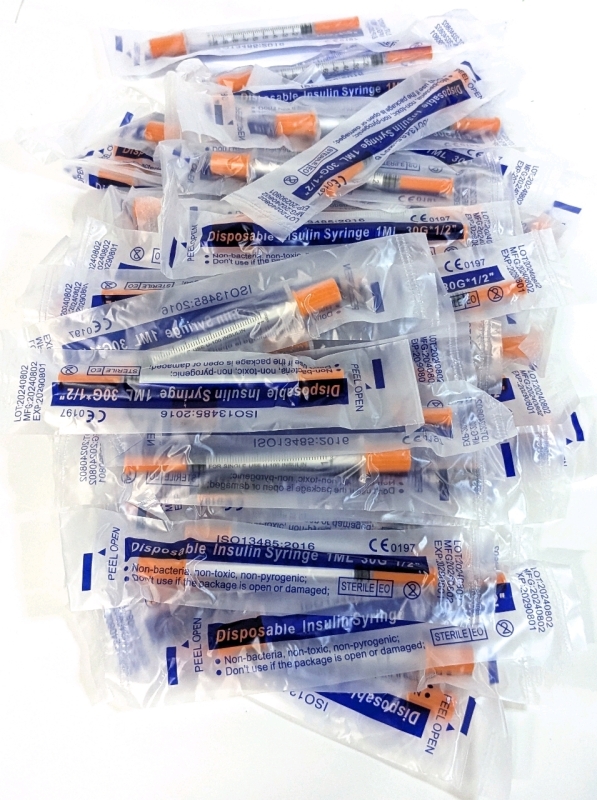 50 New Sealed Disposable Insulin Syringes 1ML 30G*&frac12; | EXP 08/01/2029
