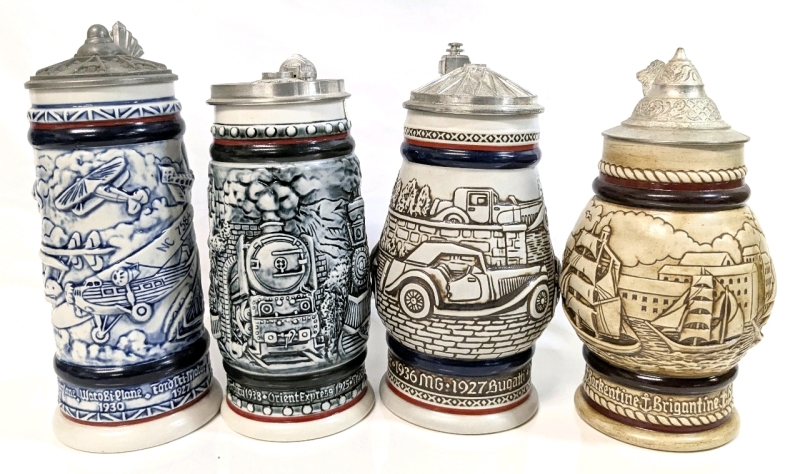 4 Vintage 1978 - 1982 AVON Handcrafted Ceramante Brazil Beer Steins | Up to 8.75" Tall
