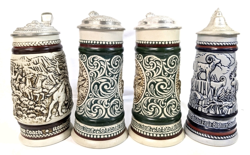 4 Vintage 1978 - 1981 AVON Handcrafted Ceramante Brazil Beer Steins | Up to 8.75" Tall