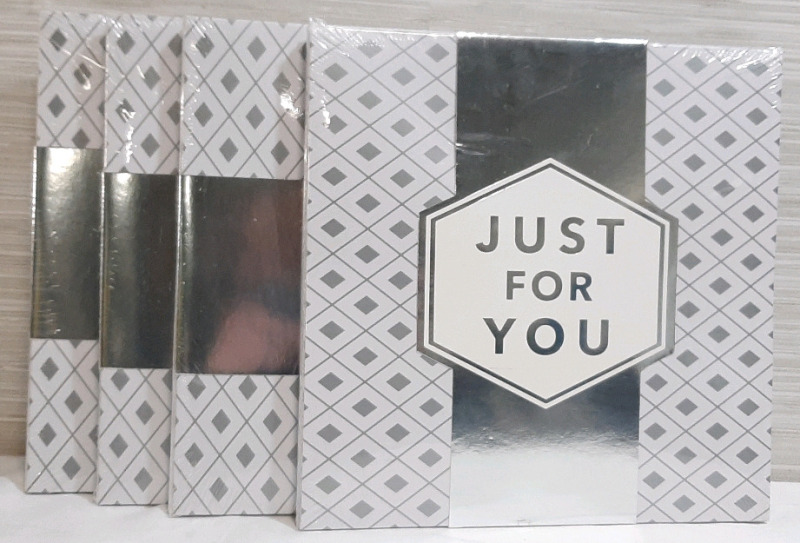 4 New Hallmark White & Silver "Just For You" Two Pack Gift Boxes (10"x10"x4")