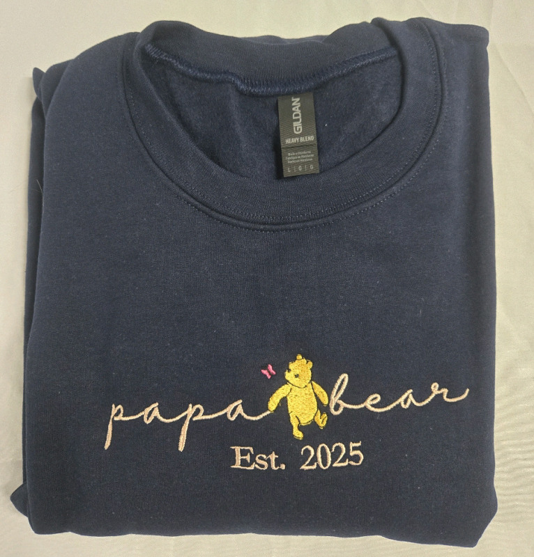 New Size Large Embroidered 2025 Papa Bear Sweat Shirt