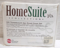 New HomeSuite Collection 320 Threadcoubr 4pc Duvet Cover Set for Double Sized Beds