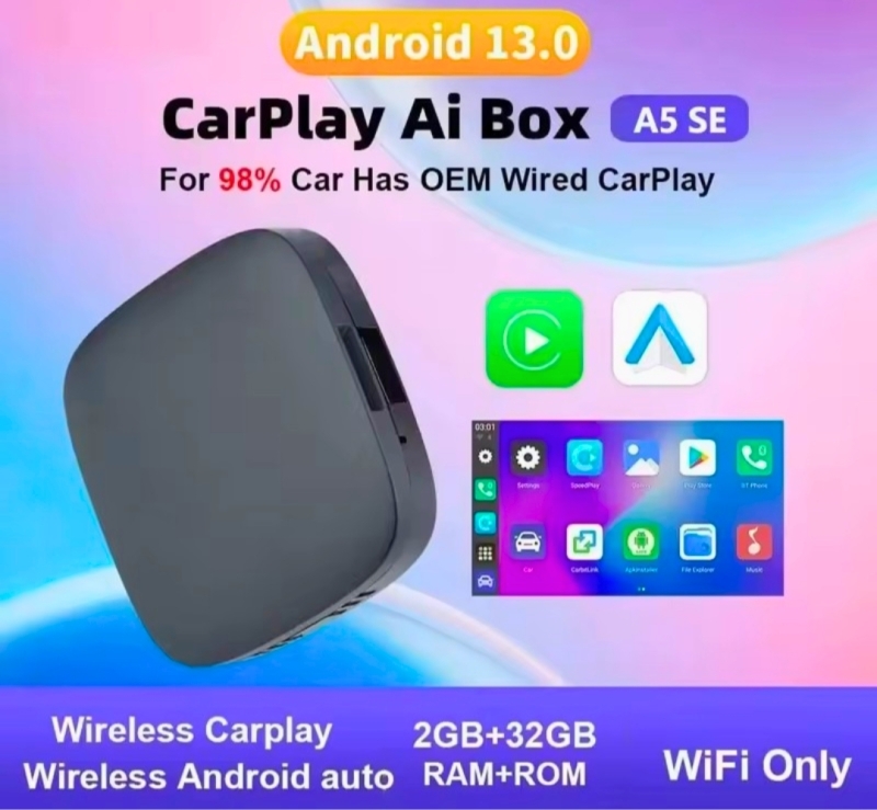 New Wireless CarPlay Android Auto AI Box : Android 13 Quad-Core TV Box with Netflix, YouTube Support &bull; 2GB + 32GB