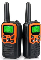 2 New | Long Range Walkie Talkies W/ 22 FRS Channels & LED Flashlight | Orange/Black