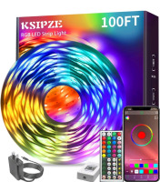 New | Ksipze 100ft Led Strip Lights | RGB Music Sync Color Changing, Led Lights with Smart App Control Remote