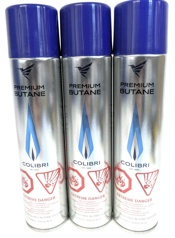 3 New COLIBRI Premium Butane Canisters for All Refillable Butane Lighters &bull; 300ml ea | $60 Retail Value!