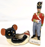 Vintage Creepy Mouse Ashtray Japan & 6.5" Tall Porcelain Line Infantry Figure